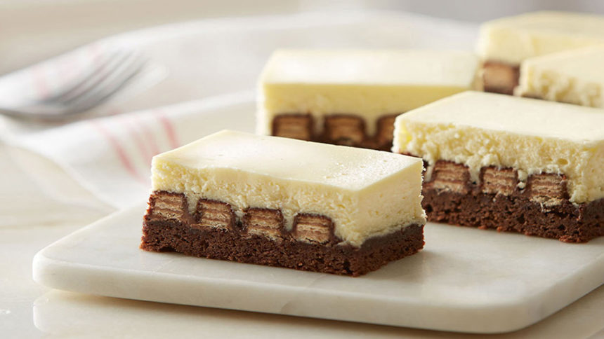 Kit Kat Cheese Cake Bars with Brownie Bottom